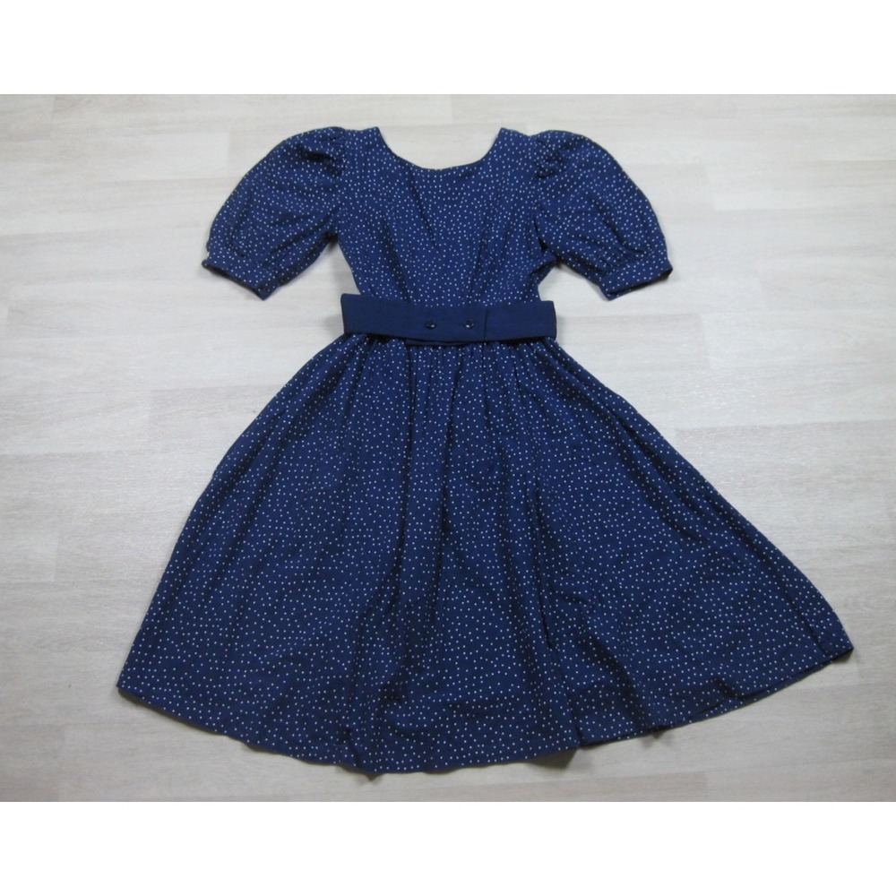 Vintage 80s‎ does 50s Benson & Smith Midi Dress (S) Polka Dot Housewife Low Back